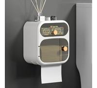 Suafif Toilet Paper Holder Wall Mount Bathroom Tissue Box Large Capacity Toilet Roll Paper Towel Dispensers with Drawer, Self-Adhesive Waterproof Toilet Paper Holder with Storage Shelves,C