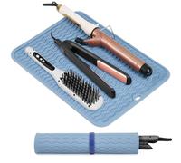 Suafrnut Oversize Silicone Heat Resistant Mat, Portable Travel Mat Cover with Velcro for Curling Irons, Flat Irons, Hair Straightener and Hot Hair Styling Tools(14.2" x 11")