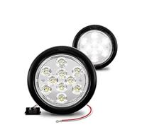 SUAGFW Rear taillights 2PCs 4 Inch Round 10 LED Trailer Tail Lights Turn Stop Brake Horse Light For Vehicles Boat RV Semi Truck Flatbed Camper Taillight lenses(Transparent)