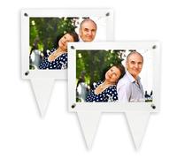 Suaific 5x7 Waterproof Picture Frame for Grave Always in My Heart 2pcs Vertical Acrylic Outdoor Memorial Cemetery Decorations Garden Marker For Funeral Gift (Always in my heart)