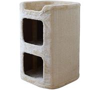 SUAIPA 2-Level Cat Condo, Double Hole Condo Barrel Tower Kitten Tree with Scratching Board, 24.0 Inch
