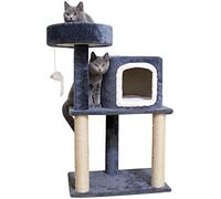 SUAIPA 32 Inches Cat Tree Stand House Furniture for Cat Activity with Scratching Posts and Dangling Mice Toy(Color:Gray)