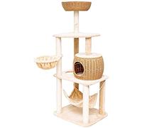 SUAIPA 61.0 Inch Cat Tree Cat Tower with Sisal Scratching Posts, Paper Rope Cat Condo Cat Furniture Activity Center Perch Hammock Jump Platform