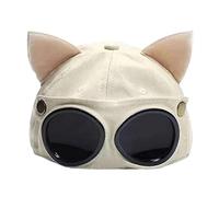 Suammiitstrieadea Exquisite Baseball Hat with Ears On Top Pilot Glasses Popular for Children Beige