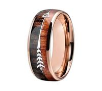 Suammiitstrieadea Stainless Steel Men Ring Wood Grain Decorative Portable,Size 8