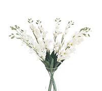 Suandsu 10pcs Artificial Dendrobium Flowers Fake Orchid Flower Table Kitchen Home Garden Party Wedding Decoration Approx 26'' High White