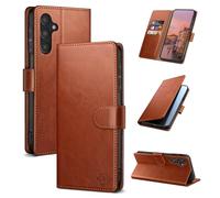 SUANDUCK Case for Samsung Galaxy A16 5G High Quality Leather Magnetic Case with Armored RFID Slot, Adjustable Stand and 360° Non-Slip Protection, Compatible with A16, Light Brown