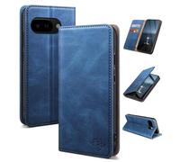 SUANDUCK for Google Pixel 9A Flip Case Magnetic Leather, RFID Blocking Card Slot, Adjustable Holder, 360° Anti-Anxiety Protection, Compatible with Pixel 9A, Light Blue
