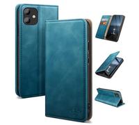SUANDUCK for iPhone 11 6.1" phone case magnetic leather flip case with RFID-blocking card compartment, adjustable stand and 360° drop protection with Apple 11 Blue