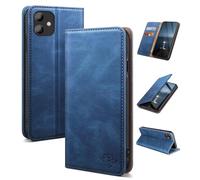 SUANDUCK for iPhone 11 6.1" phone case magnetic leather flip case with RFID-blocking card compartment, adjustable stand and 360° drop protection with Apple 11 Light Blue