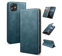 SUANDUCK for iPhone 11 6.1" phone case magnetic leather flip case with RFID-blocking card compartment, adjustable stand and 360° drop protection with Apple 11 Songlin Blue