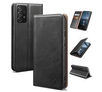 SUANDUCK For Samsung Galaxy A52/A52S Flip Case Magnetic Leather, RFID Blocking Card Slot, Adjustable Holder, 360° Anti-Anxiety Protection, Compatible with Samsung A52, Black