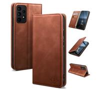 SUANDUCK For Samsung Galaxy A53 Flip Case Magnetic Leather, RFID Blocking Card Slot, Adjustable Holder, 360° Anti-Anxiety Protection, Compatible with Samsung A53, Brown