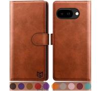 SUANPOT compatible with Google Pixel 9A case with [RFID Blocking][Credit Card Holder],PU Leather Flip Book Protective Cover Women Men for Pixel 9A Phone case Light Brown