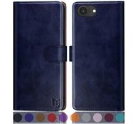 SUANPOT compatible with iPhone 16e/iPhone 17e 6.1" case with [RFID Blocking][Credit Card Holder],PU Leather Flip Book Protective Cover Women Men for Apple 16e Phone case Blue