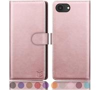 SUANPOT compatible with iPhone 16e/iPhone 17e 6.1" case with [RFID Blocking][Credit Card Holder],PU Leather Flip Book Protective Cover Women Men for Apple 16e Phone case Rose Gold