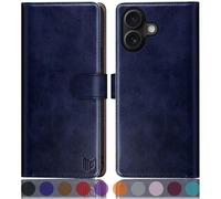 SUANPOT compatible with iPhone 17 6.3" case with [RFID Blocking][Credit Card Holder],PU Leather Flip Book Protective Cover Women Men for Apple 17 Phone case Blue