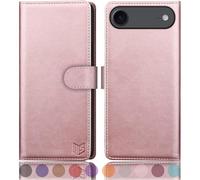 SUANPOT compatible with iPhone Air 6.5" case with [RFID Blocking][Credit Card Holder],PU Leather Flip Book Protective Cover Women Men for Apple iPhone 17 Air Phone case Rose Gold