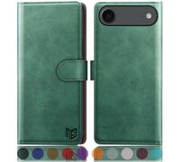 SUANPOT compatible with iPhone Air 6.5" case with [RFID Blocking][Credit Card Holder],PU Leather Flip Book Protective Cover Women Men for Apple iPhone 17 Air Phone case Sea Green