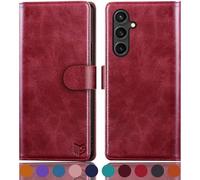 SUANPOT compatible with Samsung Galaxy A16 5G case with [RFID Blocking][Credit Card Holder],PU Leather Flip Book Protective Cover Women Men for Samsung A16 Phone case Red
