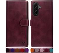 SUANPOT compatible with Samsung Galaxy A17 case with [RFID Blocking][Credit Card Holder],PU Leather Flip Book Protective Cover Women Men for Samsung A17 Phone case Wine Red