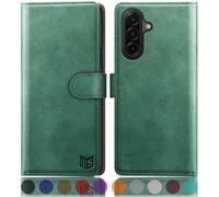SUANPOT compatible with Samsung Galaxy A17 case with [RFID Blocking][Credit Card Holder],PU Leather Flip Book Protective Cover Women Men for Samsung A17 Phone case Sea Green