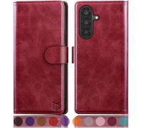 SUANPOT compatible with Samsung Galaxy A36 case with [RFID Blocking][Credit Card Holder],PU Leather Flip Book Protective Cover Women Men for Samsung A36 Phone case Red