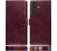 SUANPOT compatible with Samsung Galaxy A36 case with [RFID Blocking][Credit Card Holder],PU Leather Flip Book Protective Cover Women Men for Samsung A36 Phone case Wine Red