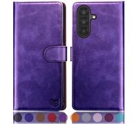 SUANPOT compatible with Samsung Galaxy A56 case with [RFID Blocking][Credit Card Holder],PU Leather Flip Book Protective Cover Women Men for Samsung A56 Phone case Purple
