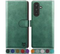 SUANPOT compatible with Samsung Galaxy A56 case with [RFID Blocking][Credit Card Holder],PU Leather Flip Book Protective Cover Women Men for Samsung A56 Phone case Sea Green