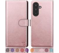SUANPOT compatible with Samsung Galaxy A56 case with [RFID Blocking][Credit Card Holder],PU Leather Flip Book Protective Cover Women Men for Samsung A56 Phone case Rose Gold