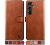 SUANPOT compatible with Samsung Galaxy S25 case with [RFID Blocking][Credit Card Holder],PU Leather Flip Book Protective Cover Women Men for Samsung S25 Phone case Light Brown