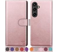 SUANPOT compatible with Samsung Galaxy S25 case with [RFID Blocking][Credit Card Holder],PU Leather Flip Book Protective Cover Women Men for Samsung S25 Phone case Rose Gold