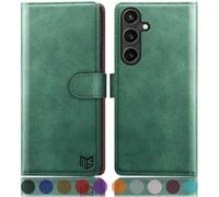 SUANPOT compatible with Samsung Galaxy S25 case with [RFID Blocking][Credit Card Holder],PU Leather Flip Book Protective Cover Women Men for Samsung S25 Phone case Sea Green