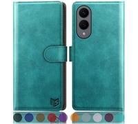 SUANPOT compatible with Samsung Galaxy S25 Edge case with [RFID Blocking][Credit Card Holder],PU Leather Flip Book Protective Cover Women Men for Samsung S25 Edge Phone case Blue Green