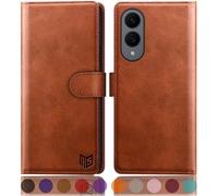 SUANPOT compatible with Samsung Galaxy S25 Edge case with [RFID Blocking][Credit Card Holder],PU Leather Flip Book Protective Cover Women Men for Samsung S25 Edge Phone case Light Brown