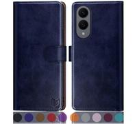 SUANPOT compatible with Samsung Galaxy S25 Edge case with [RFID Blocking][Credit Card Holder],PU Leather Flip Book Protective Cover Women Men for Samsung S25 Edge Phone case Blue