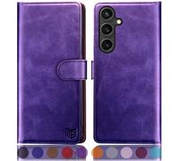 SUANPOT compatible with Samsung Galaxy S25 Plus case with [RFID Blocking][Credit Card Holder],PU Leather Flip Book Protective Cover Women Men for Samsung S25 Plus Phone case Purple