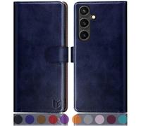 SUANPOT compatible with Samsung Galaxy S25 Plus case with [RFID Blocking][Credit Card Holder],PU Leather Flip Book Protective Cover Women Men for Samsung S25 Plus Phone case Blue