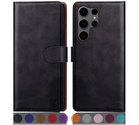 SUANPOT compatible with Samsung Galaxy S25 Ultra case with [RFID Blocking][Credit Card Holder],PU Leather Flip Book Protective Cover Women Men for Samsung S25 Ultra Phone case Black