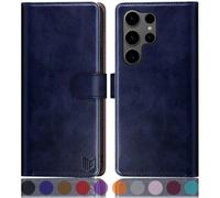 SUANPOT compatible with Samsung Galaxy S25 Ultra case with [RFID Blocking][Credit Card Holder],PU Leather Flip Book Protective Cover Women Men for Samsung S25 Ultra Phone case Blue