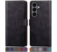 SUANPOT compatible with Samsung Galaxy S26 case with [RFID Blocking][Credit Card Holder],PU Leather Flip Book Protective Cover Women Men for Samsung S26 Phone case Black