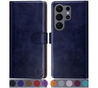 SUANPOT compatible with Samsung Galaxy S26 Ultra case with [RFID Blocking][Credit Card Holder],PU Leather Flip Book Protective Cover Women Men for Samsung S26 Ultra Phone case Blue