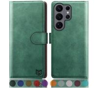 SUANPOT compatible with Samsung Galaxy S26 Ultra case with [RFID Blocking][Credit Card Holder],PU Leather Flip Book Protective Cover Women Men for Samsung S26 Ultra Phone case Sea Green