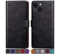 SUANPOT design for iPhone 15 Plus 6.7 inch case with [Credit Card Holder][RFID Blocking],PU Leather Flip Book Protective Cover Women Men for Apple 15 Plus Phone case Black