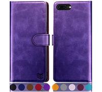 SUANPOT Flip Wallet Case for iPhone 7 Plus/8 Plus 5.5 Inch, Purple, Faux Leather, RFID Blocking, Credit Card Holder, Case Type: Flip