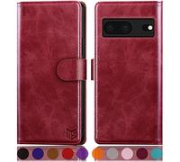 SUANPOT for Google Pixel 7 5G case with [Credit Card Holder][RFID Blocking],PU Leather Flip Book Protective Cover Women Men for Pixel 7 Phone case Red
