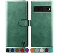 SUANPOT for Google Pixel 7 5G case with [Credit Card Holder][RFID Blocking],PU Leather Flip Book Protective Cover Women Men for Pixel 7 Phone case Sea Green
