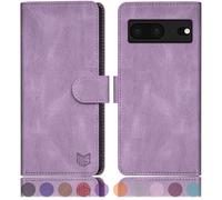 SUANPOT for Google Pixel 7 5G case with [Credit Card Holder][RFID Blocking],PU Leather Flip Book Protective Cover Women Men for Pixel 7 Phone case Purple
