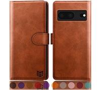 SUANPOT for Google Pixel 7 5G case with [Credit Card Holder][RFID Blocking],PU Leather Flip Book Protective Cover Women Men for Pixel 7 Phone case Light Brown